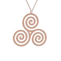 Triskelion Kolye - 14 ayar rose altın kolye (40 cm rose altın rolo zincir) #182f7o3