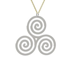 Triskelion Kolye - 14 ayar beyaz altın kolye (40 cm altın rolo zincir) #1sl69hj