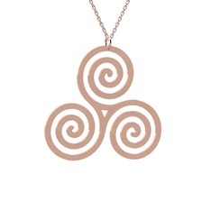 Triskelion Kolye - 18 ayar rose altın kolye (40 cm rose altın rolo zincir) #qb171