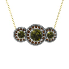 Peridot ve dumanlı kuvars 925 ayar gümüş kolye (40 cm gümüş rolo zincir)