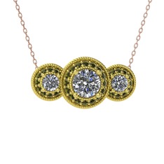 Elia Tria Kolye - Swarovski ve peridot 18 ayar altın kolye (40 cm rose altın rolo zincir) #160ywr6