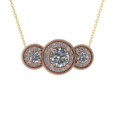 Elia Tria Kolye - Swarovski ve beyaz zirkon 8 ayar rose altın kolye (40 cm altın rolo zincir) #17hwwgi