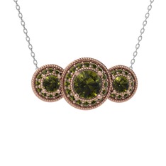 Elia Tria Kolye - Peridot 14 ayar rose altın kolye (40 cm beyaz altın rolo zincir) #19dd6jh