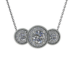 Elia Tria Kolye - Pırlanta ve swarovski 14 ayar beyaz altın kolye (1.5 karat, 40 cm gümüş rolo zincir) #1a3evq5