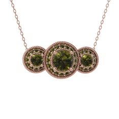 Peridot 8 ayar rose altın kolye (40 cm rose altın rolo zincir)