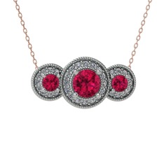 Elia Tria Kolye - Rodolit garnet ve swarovski 14 ayar beyaz altın kolye (40 cm gümüş rolo zincir) #1bh2jvk