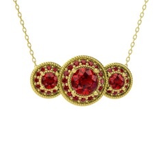 Garnet 14 ayar altın kolye (40 cm gümüş rolo zincir)