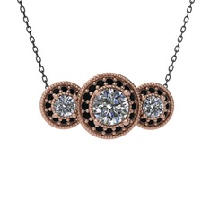 Elia Tria Kolye - Swarovski ve siyah zirkon 18 ayar rose altın kolye (40 cm gümüş rolo zincir) #1exlswp
