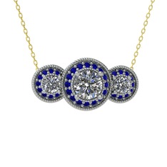 Elia Tria Kolye - Swarovski ve lab safir 14 ayar beyaz altın kolye (40 cm gümüş rolo zincir) #1gxjhym