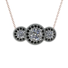 Elia Tria Kolye - Swarovski ve siyah zirkon 14 ayar beyaz altın kolye (40 cm gümüş rolo zincir) #1i9fh4g