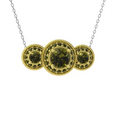 Peridot 18 ayar altın kolye (40 cm beyaz altın rolo zincir)