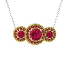 Elia Tria Kolye - Rodolit garnet 18 ayar altın kolye (40 cm beyaz altın rolo zincir) #1o6utj9