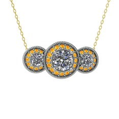 Swarovski ve sitrin 925 ayar gümüş kolye (40 cm gümüş rolo zincir)
