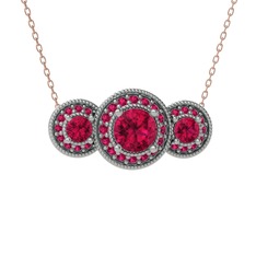 Elia Tria Kolye - Rodolit garnet 925 ayar gümüş kolye (40 cm rose altın rolo zincir) #1xqxypv