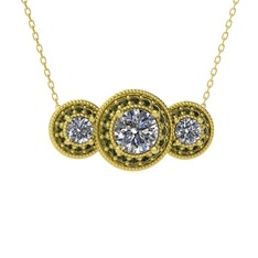 Pırlanta ve peridot 8 ayar altın kolye (1.5 karat, 40 cm altın rolo zincir)