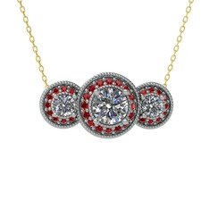Elia Tria Kolye - Swarovski ve garnet 14 ayar beyaz altın kolye (40 cm gümüş rolo zincir) #anicm3