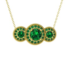 Elia Tria Kolye - Yeşil kuvars 925 ayar altın kaplama gümüş kolye (40 cm altın rolo zincir) #cja4pl