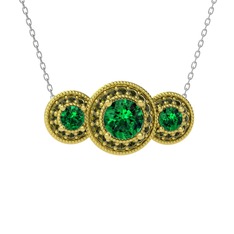 Yeşil kuvars ve peridot 14 ayar altın kolye (40 cm beyaz altın rolo zincir)
