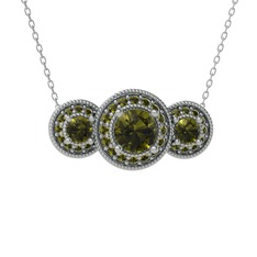 Elia Tria Kolye - Peridot 14 ayar beyaz altın kolye (40 cm beyaz altın rolo zincir) #fbr2tc