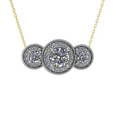 Elia Tria Kolye - Beyaz zirkon ve swarovski 14 ayar beyaz altın kolye (40 cm altın rolo zincir) #fs3vmj
