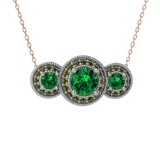 Elia Tria Kolye - Yeşil kuvars ve peridot 925 ayar gümüş kolye (40 cm gümüş rolo zincir) #ft1jrr