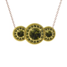 Elia Tria Kolye - Peridot 14 ayar altın kolye (40 cm gümüş rolo zincir) #gwghdd