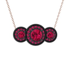 Rodolit garnet 925 ayar siyah rodyum kaplama gümüş kolye (40 cm rose altın rolo zincir)