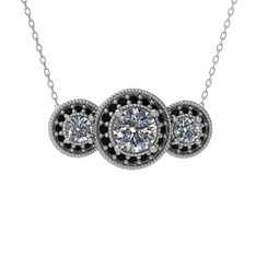 Elia Tria Kolye - Swarovski ve siyah zirkon 18 ayar beyaz altın kolye (40 cm beyaz altın rolo zincir) #op9f4j