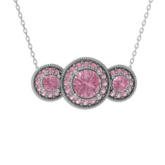 Elia Tria Kolye - Pembe kuvars 8 ayar beyaz altın kolye (40 cm beyaz altın rolo zincir) #orv4hh