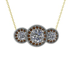 Elia Tria Kolye - Beyaz zirkon ve dumanlı kuvars 18 ayar beyaz altın kolye (40 cm gümüş rolo zincir) #r58cte