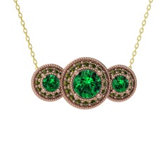 Elia Tria Kolye - Yeşil kuvars ve peridot 925 ayar rose altın kaplama gümüş kolye (40 cm altın rolo zincir) #rfgyy5