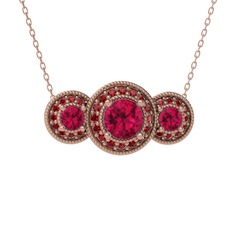 Elia Tria Kolye - Rodolit garnet ve garnet 14 ayar rose altın kolye (40 cm rose altın rolo zincir) #szswcf