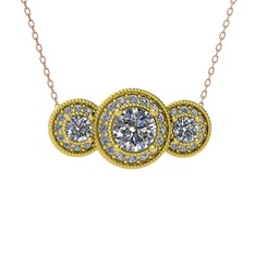 Elia Tria Kolye - Swarovski 8 ayar altın kolye (40 cm gümüş rolo zincir) #x1zchc