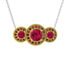 Elia Tria Kolye - Rodolit garnet ve garnet 18 ayar altın kolye (40 cm beyaz altın rolo zincir) #y1ovs9