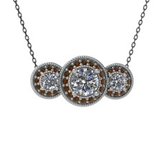 Elia Tria Kolye - Swarovski ve dumanlı kuvars 8 ayar beyaz altın kolye (40 cm gümüş rolo zincir) #ykrvku