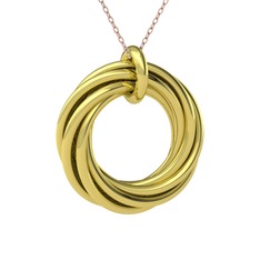 Resa Halka Kolye - 18 ayar altın kolye (40 cm rose altın rolo zincir) #6e8c9b