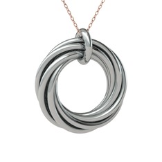 Resa Halka Kolye - 8 ayar beyaz altın kolye (40 cm rose altın rolo zincir) #9yfush