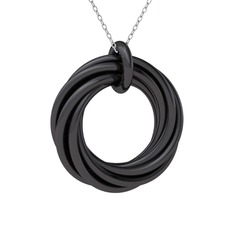 Resa Halka Kolye - 925 ayar siyah rodyum kaplama gümüş kolye (40 cm gümüş rolo zincir) #oul220