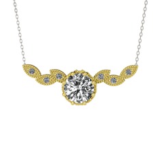 Lilja Kolye - Beyaz zirkon ve pırlanta 14 ayar altın kolye (0.12 karat, 40 cm beyaz altın rolo zincir) #10ahoej