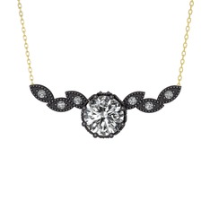 Lilja Kolye - Swarovski ve beyaz zirkon 925 ayar siyah rodyum kaplama gümüş kolye (40 cm gümüş rolo zincir) #10cxgw