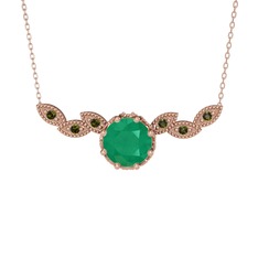 Lilja Kolye - Kök zümrüt ve peridot 925 ayar rose altın kaplama gümüş kolye (40 cm rose altın rolo zincir) #10g8y9y
