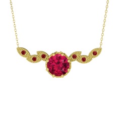 Rodolit garnet ve garnet 14 ayar altın kolye (40 cm altın rolo zincir)