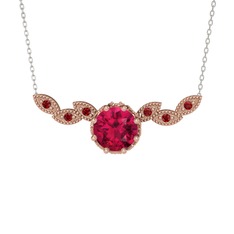 Lilja Kolye - Rodolit garnet ve garnet 14 ayar rose altın kolye (40 cm beyaz altın rolo zincir) #127949z