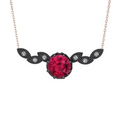 Lilja Kolye - Rodolit garnet ve swarovski 925 ayar siyah rodyum kaplama gümüş kolye (40 cm gümüş rolo zincir) #13also6