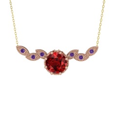 Lilja Kolye - Garnet ve ametist 18 ayar rose altın kolye (40 cm gümüş rolo zincir) #13j9obh