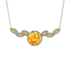 Lilja Kolye - Sitrin 14 ayar beyaz altın kolye (40 cm rose altın rolo zincir) #13s5oit