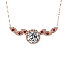 Lilja Kolye - Swarovski ve kök yakut 14 ayar rose altın kolye (40 cm gümüş rolo zincir) #143ltku