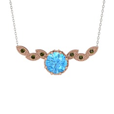 Lilja Kolye - Akuamarin ve peridot 14 ayar rose altın kolye (40 cm beyaz altın rolo zincir) #16tdhh9