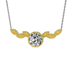 Lilja Kolye - Swarovski ve sitrin 925 ayar altın kaplama gümüş kolye (40 cm gümüş rolo zincir) #17byn1o