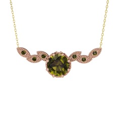 Lilja Kolye - Peridot 14 ayar rose altın kolye (40 cm altın rolo zincir) #19bn4ax